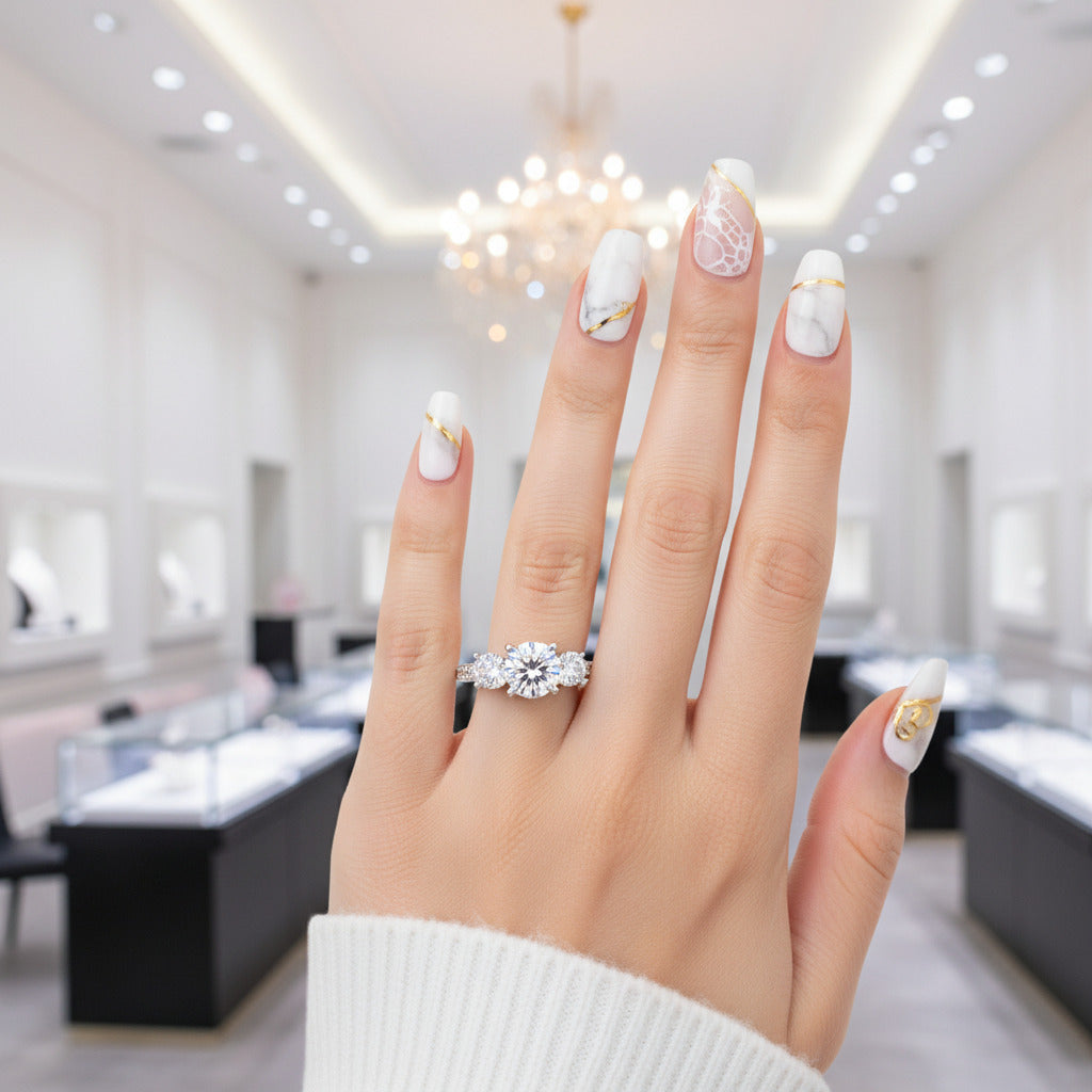 2.0 Ct 3-Diamond Vintage Style Ring-Black Diamonds New York