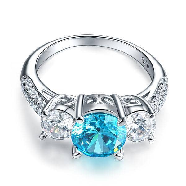 2CT 3-Stone Bridal Blue/Pink/Clear Created Diamond Vintage Style Ring