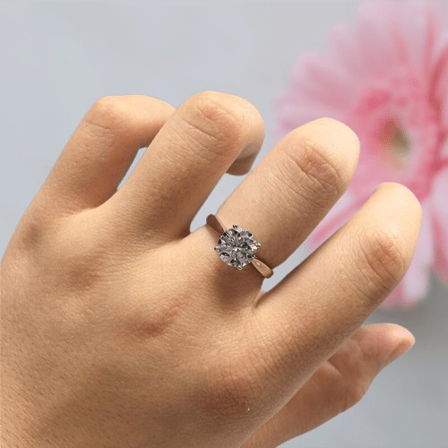 2ct 8mm Round Cut Diamond 4 Claws Engagement Ring-Black Diamonds New York