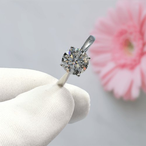 2ct 8mm Round Cut Moissanite 4 Claws Engagement Ring - Black Diamonds New York