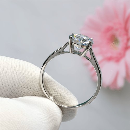 2ct 8mm Round Cut Moissanite 4 Claws Engagement Ring - Black Diamonds New York