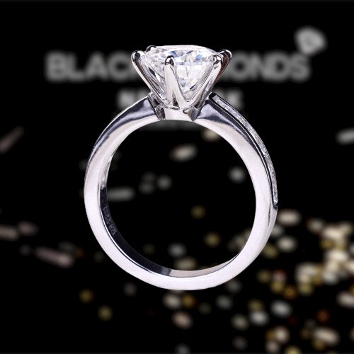2ct 8mm Round Cut Moissanite Diamond Engagement Ring - Black Diamonds New York