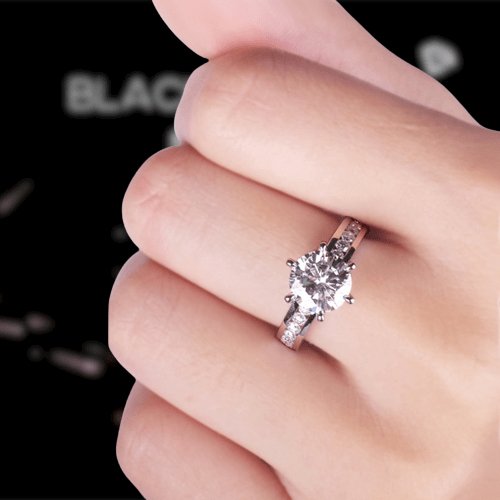 2ct 8mm Round Cut Moissanite Diamond Engagement Ring-Black Diamonds New York