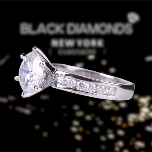 2ct 8mm Round Cut Moissanite Diamond Engagement Ring - Black Diamonds New York