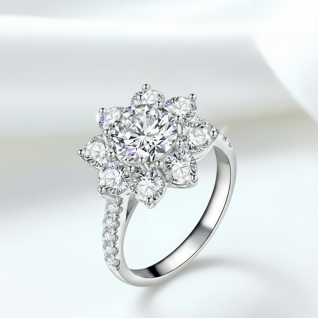 2ct 8mm Sun Flower Diamond Option Engagement Ring-Black Diamonds New York