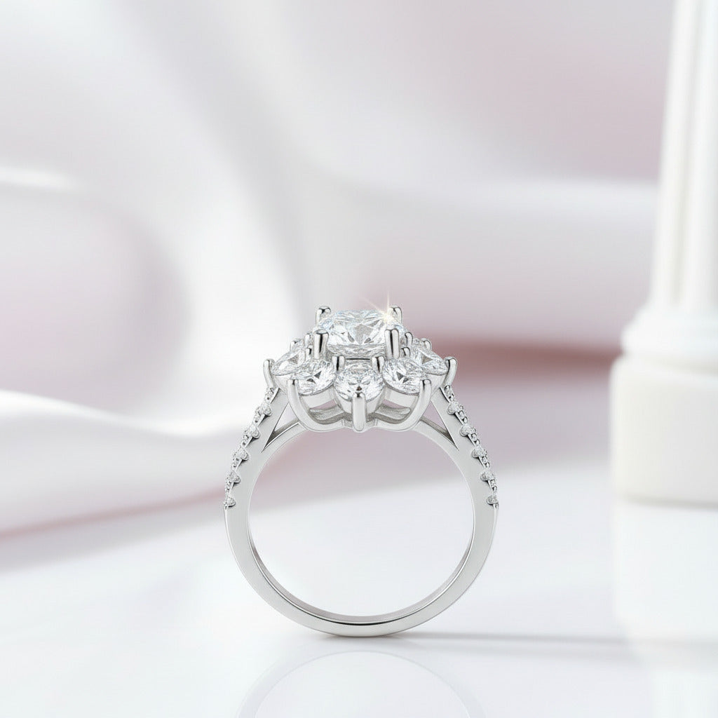 2ct 8mm Sun Flower Diamond Option Engagement Ring-Black Diamonds New York