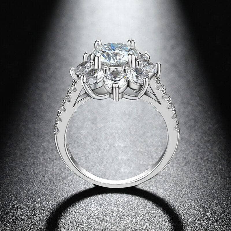 2ct 8mm Sun Flower Moissanite Engagement Ring-Black Diamonds New York
