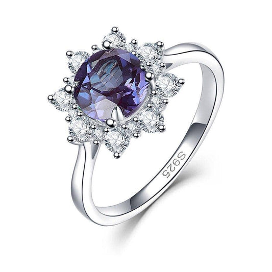 2ct Alexandrite Gemstone Flower Engagement Ring-Black Diamonds New York