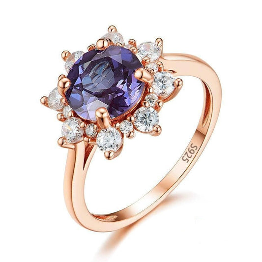 2ct Alexandrite Gemstone Flower Engagement Ring-Black Diamonds New York