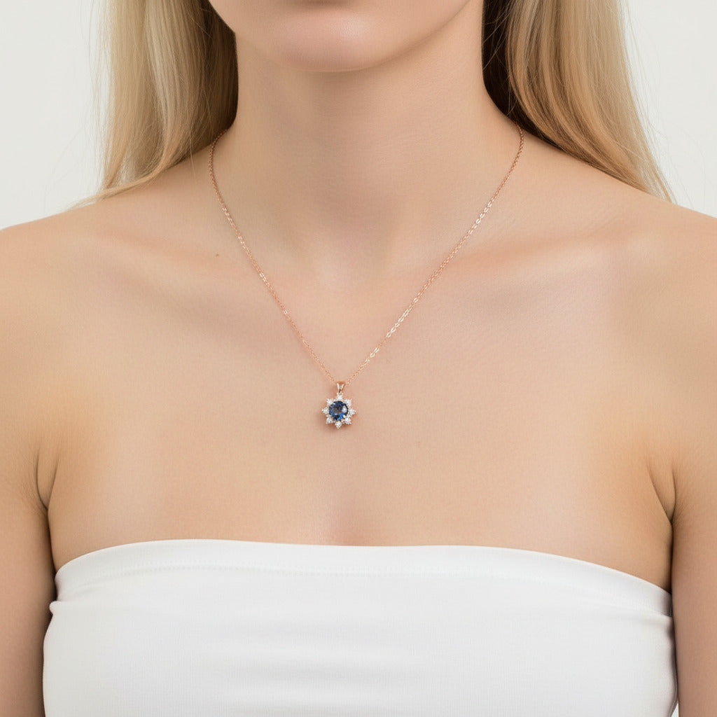 2.0 Ct Round Alexandrite Pendant Necklace-Black Diamonds New York