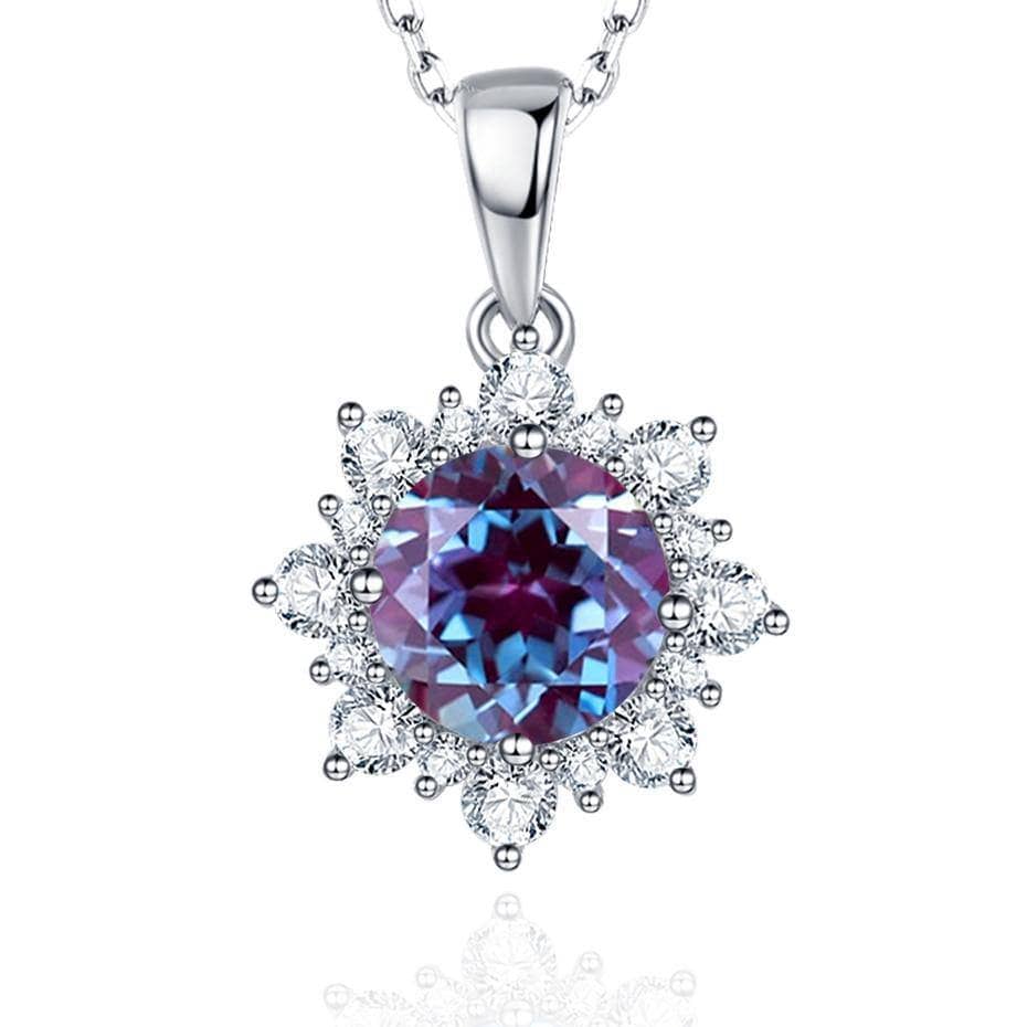 2CT Natural Alexandrite Gemstone Pendant Necklace - Black Diamonds New York