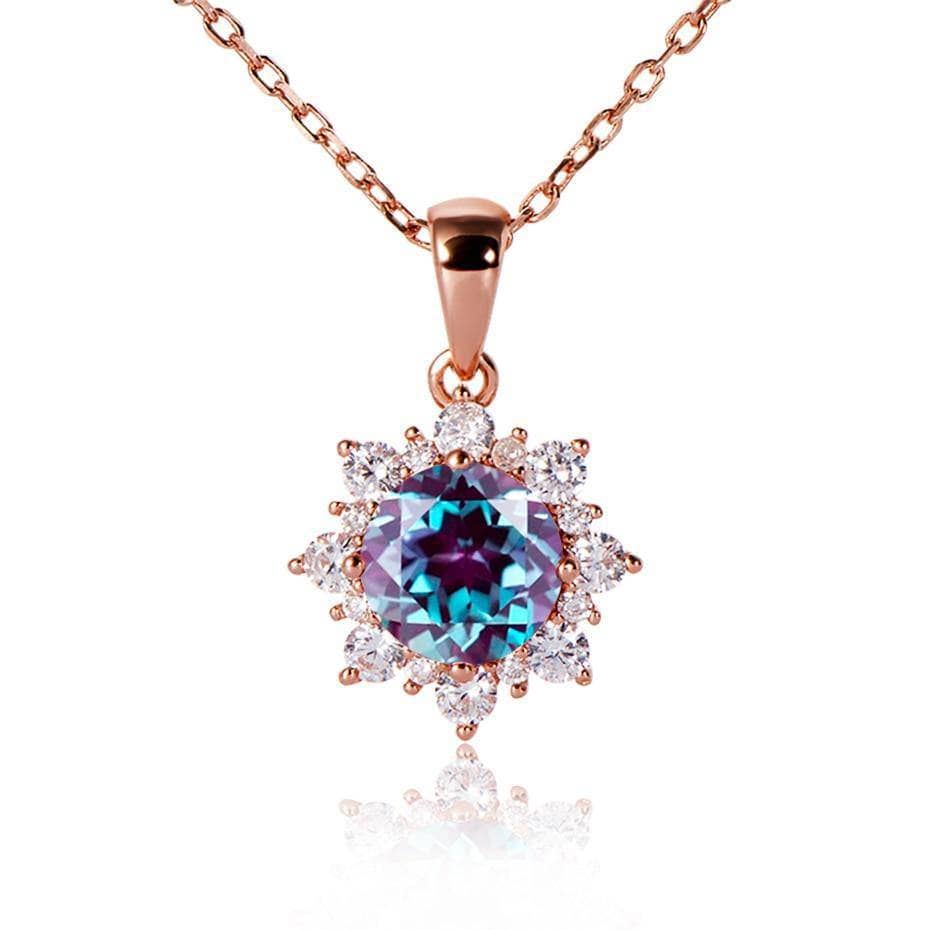 2CT Natural Alexandrite Gemstone Pendant Necklace - Black Diamonds New York