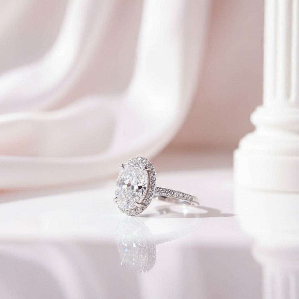2.0 Ct D Color Oval Cut Diamond Option Engagement Ring-Black Diamonds New York