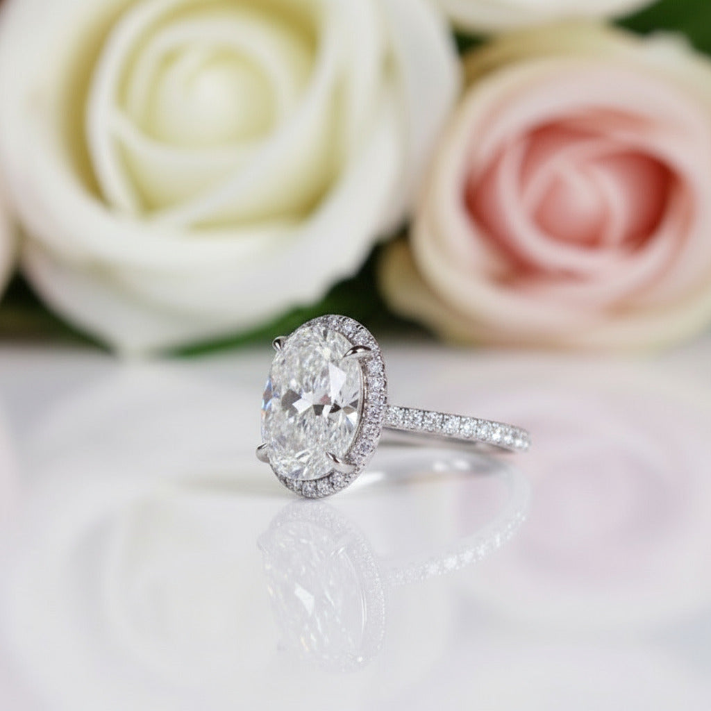 2.0 Ct D Color Oval Cut Diamond Engagement Ring-Black Diamonds New York