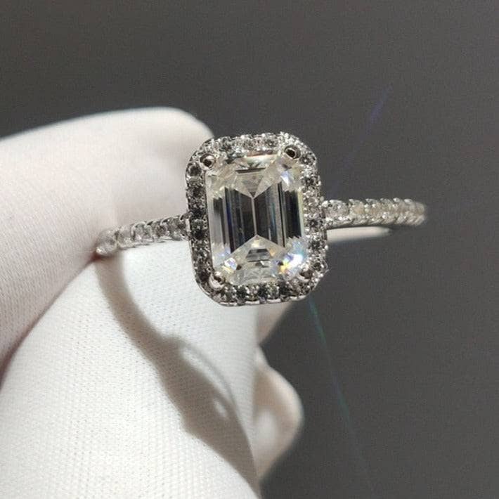 2ct Emerald Cut Excellent Moissanite Enagageme Ring - Black Diamonds New York