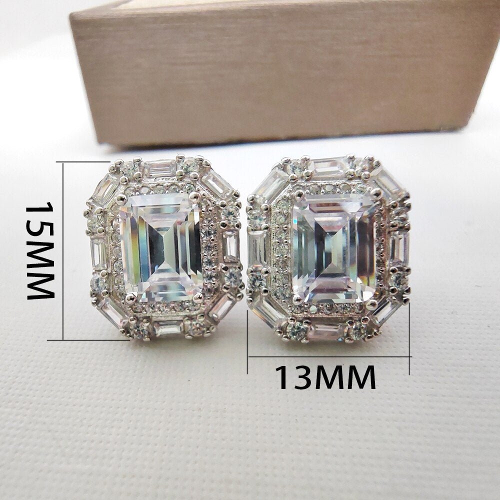 2ct Emerald Cut Moissanite Stud Earrings-Black Diamonds New York