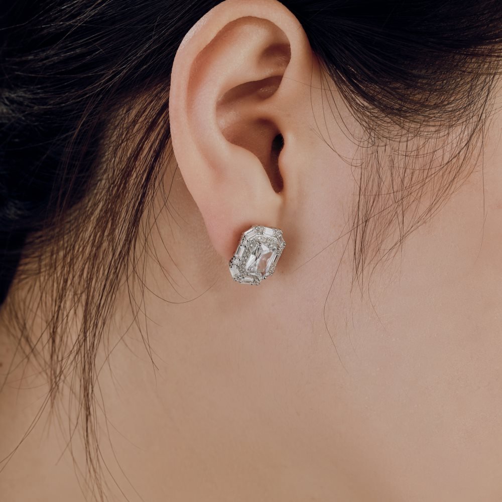 2ct Emerald Cut Diamond Stud Earrings-Black Diamonds New York