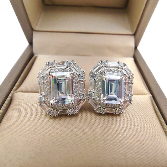 2ct Emerald Cut Diamond Stud Earrings-Black Diamonds New York
