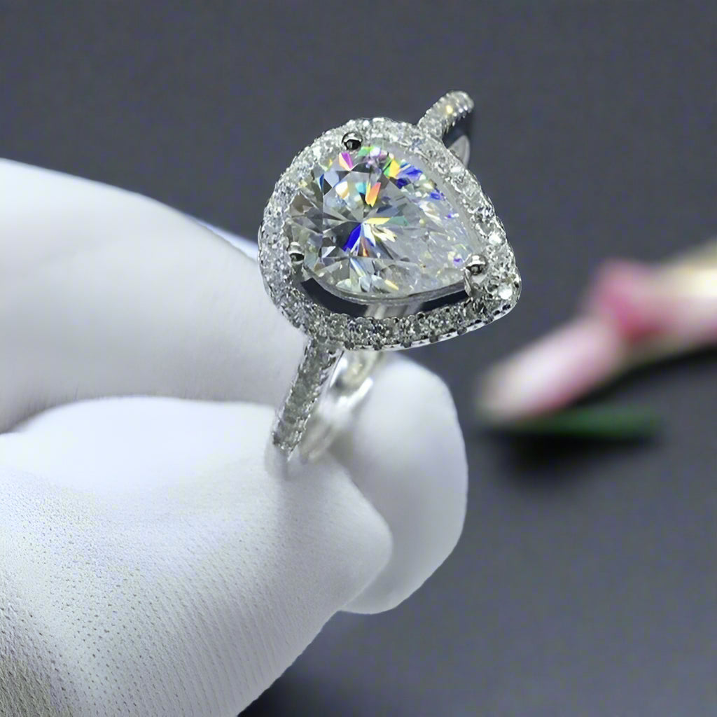 2ct Excellent Water Drop Diamond Wedding Ring-Black Diamonds New York