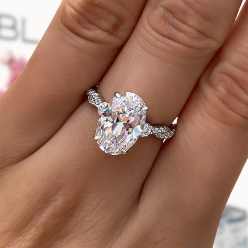 2ct Halo Oval Cut Moissanite Engagement Ring-Black Diamonds New York