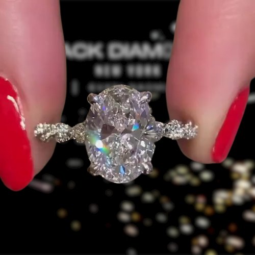 2ct Halo Oval Cut Diamond Option Engagement Ring-Black Diamonds New York