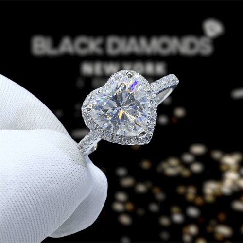 2ct Heart Cut D Color Diamond Romantic Engagement Ring-Black Diamonds New York