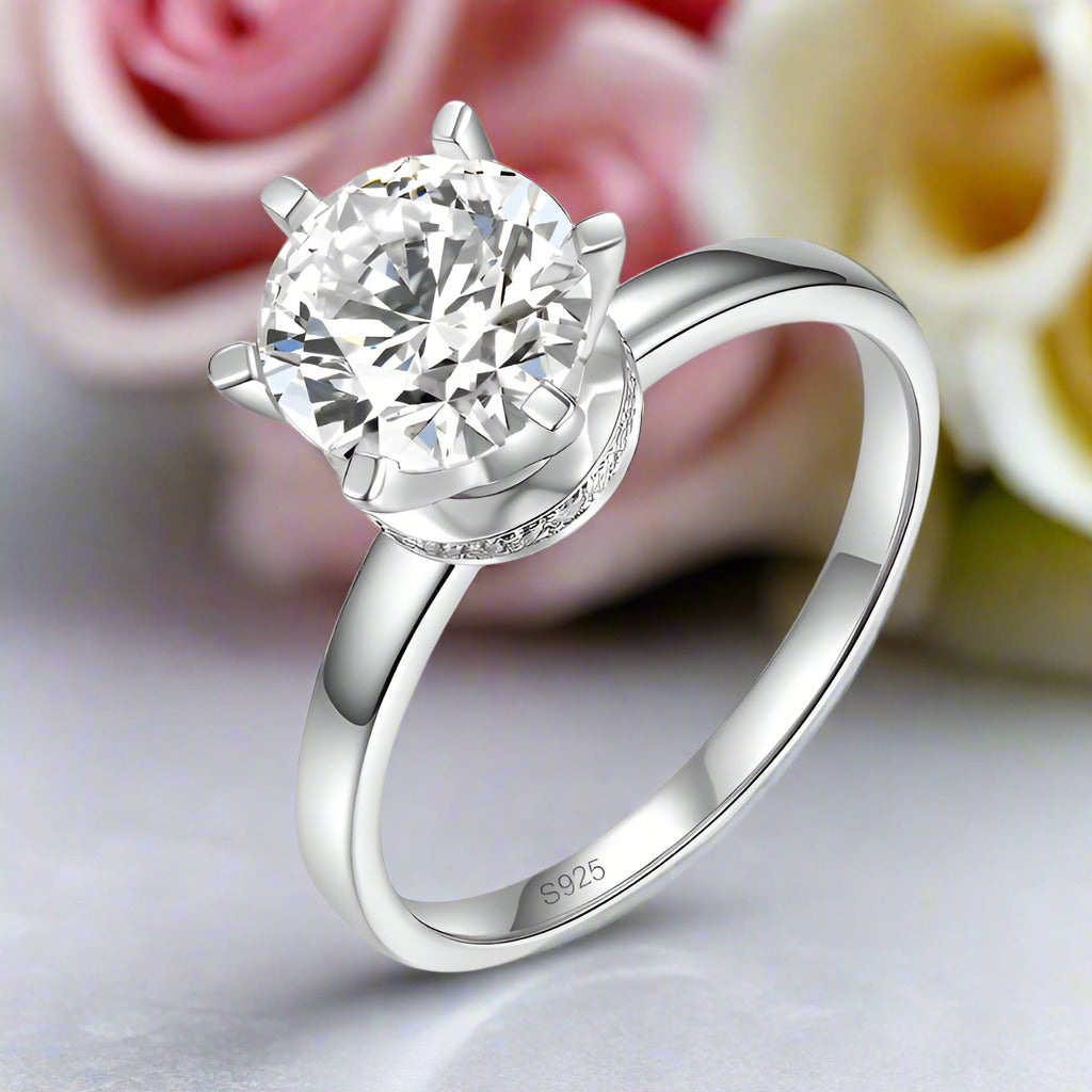 2ct Diamond 8mm 6 Claws Ring-Black Diamonds New York