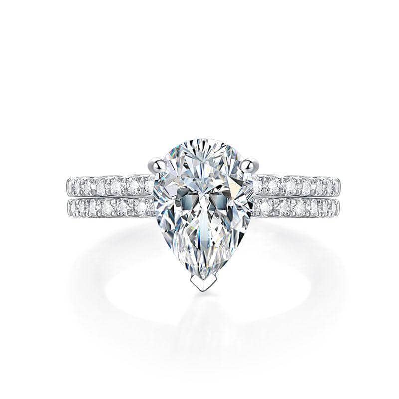 2ct Pear Cut Moissanite Diamond Ring-Black Diamonds New York