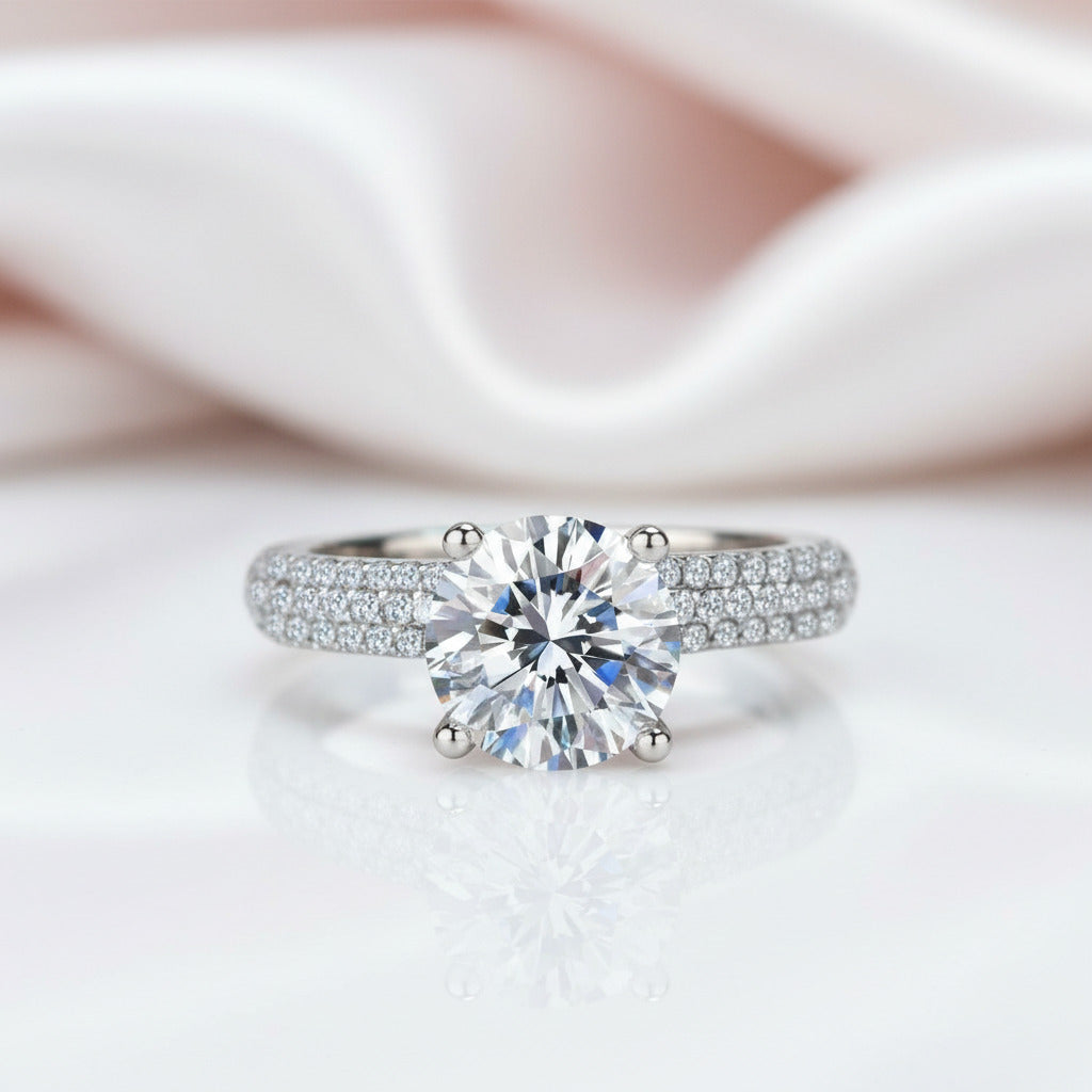 2.0 Ct Round Cut Diamond Option Engagement Ring-Black Diamonds New York