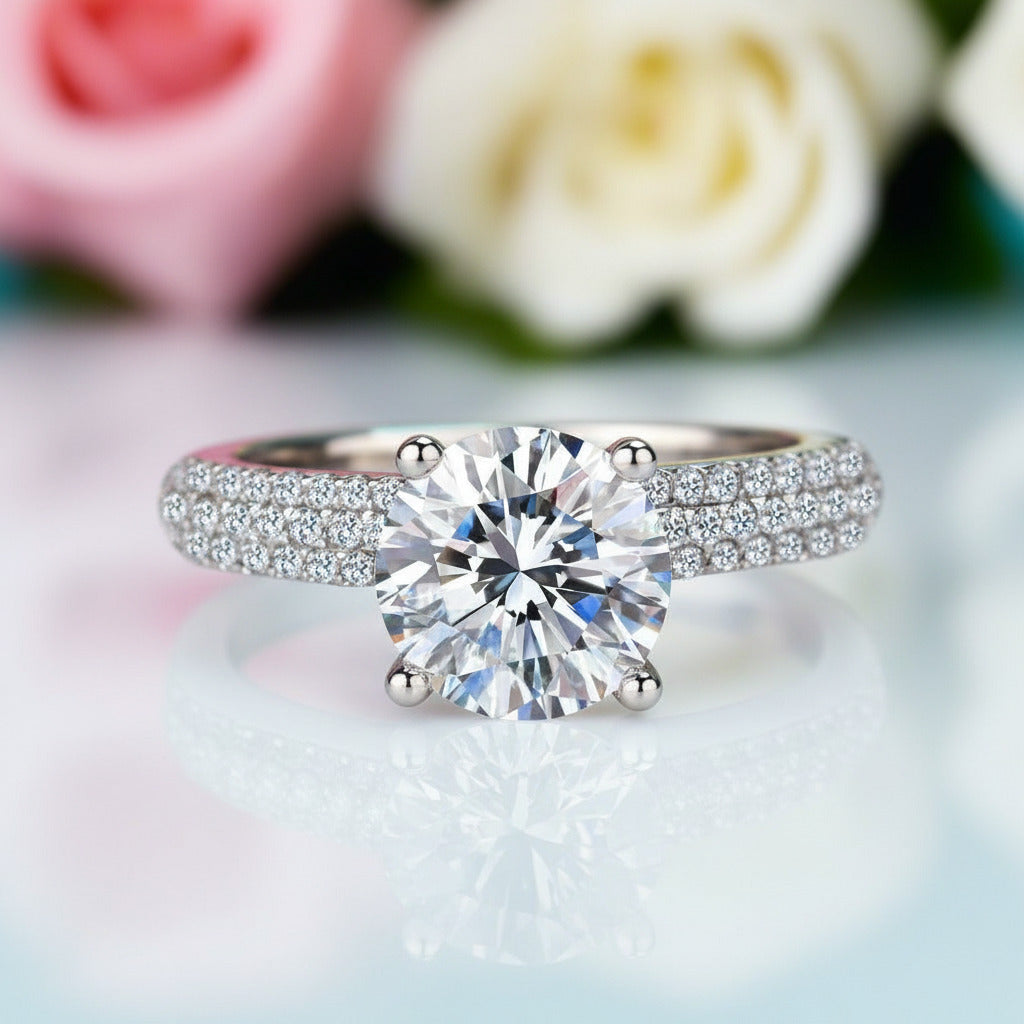 2.0 Ct Round Cut Diamond Engagement Ring-Black Diamonds New York