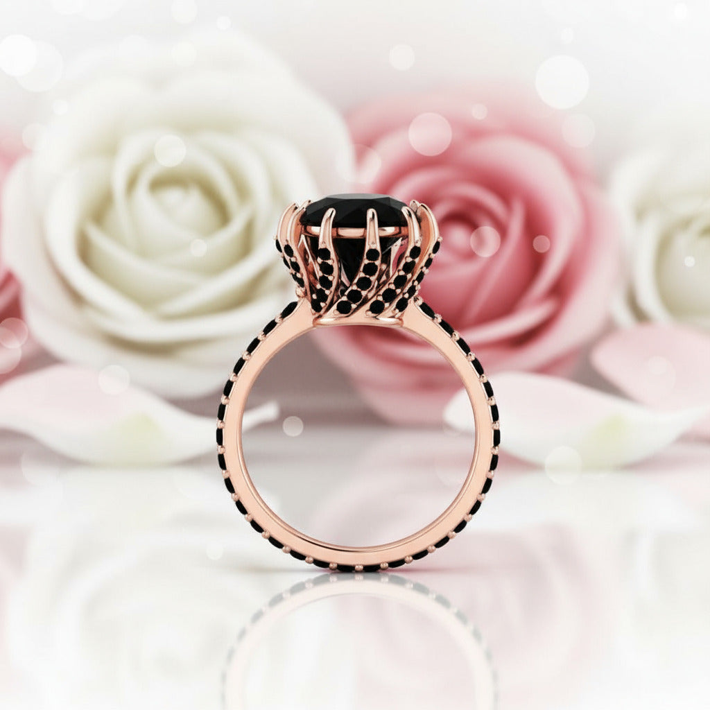 2ct Round Black Diamond 14K Rose Gold Ring-Black Diamonds New York