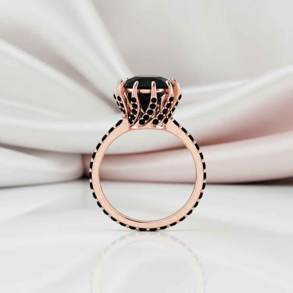 2ct Round Black Diamond Option 14K Rose Gold Ring-Black Diamonds New York