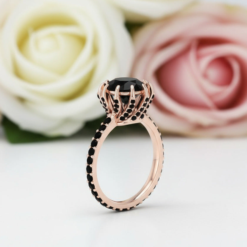 2ct Round Black Diamond 14K Rose Gold Ring-Black Diamonds New York