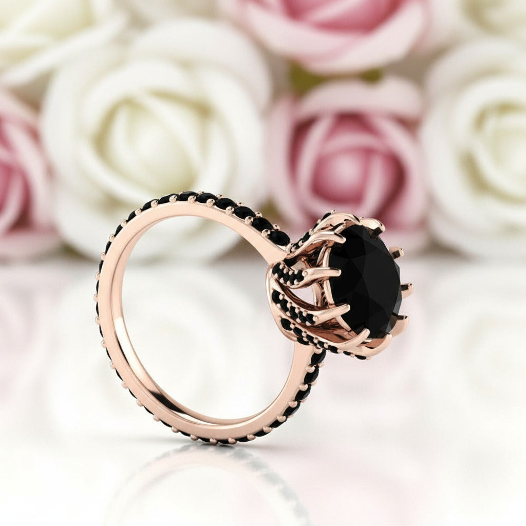 2ct Round Black Diamond 14K Rose Gold Ring-Black Diamonds New York