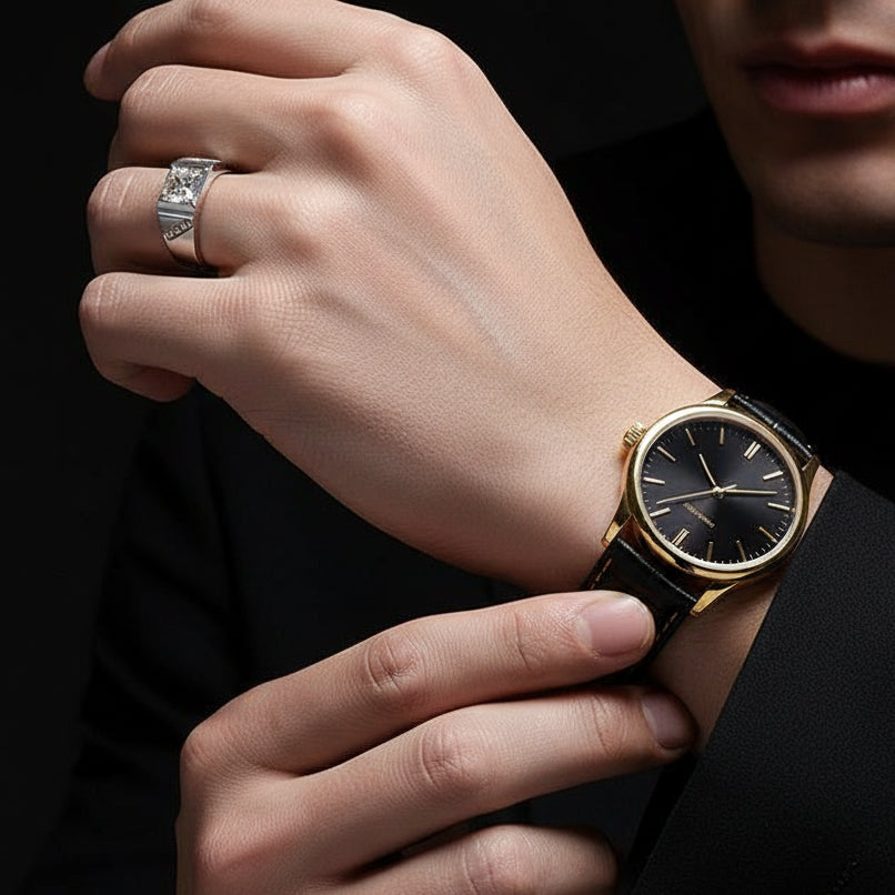 Round Brilliant Diamond Men's Wedding Band-Black Diamonds New York