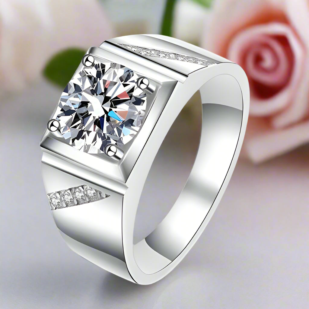 Round Brilliant Diamond Men's Wedding Band-Black Diamonds New York