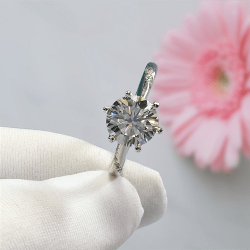 2ct Round Cut D Color Diamond 6 Prong Engagement Ring-Black Diamonds New York