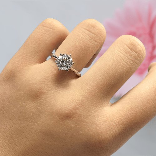 2ct Round Cut D Color Diamond 6 Prong Engagement Ring-Black Diamonds New York
