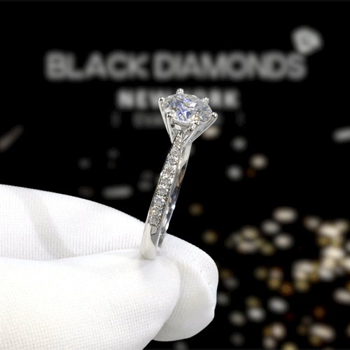 2ct Round Cut D Color Moissanite Engagement Ring-Black Diamonds New York