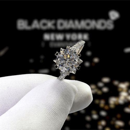 2ct Round Cut D Color Moissanite Snowflake Engagement Ring-Black Diamonds New York