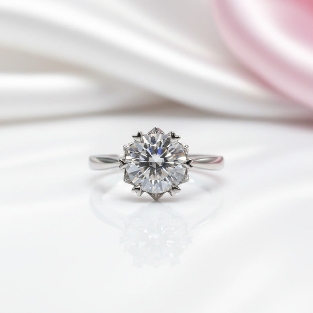 2ct Round Cut D Color Diamond Option Snowflake Engagement Ring-Black Diamonds New York