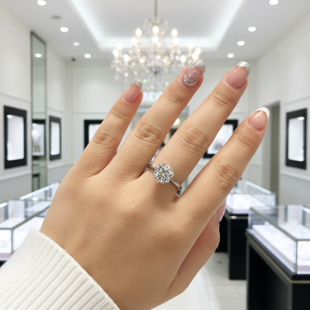 2ct Round Cut D Color Diamond Option Snowflake Engagement Ring-Black Diamonds New York