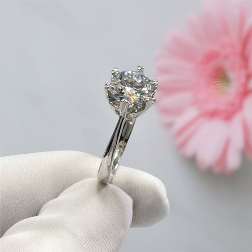 2ct Round Cut D Color Moissanite Snowflake Engagement Ring - Black Diamonds New York