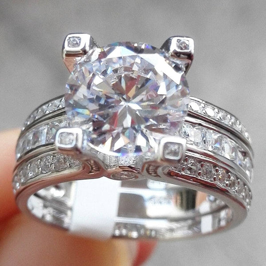 2Ct Round Cut Created Diamond Engagement Ring Set-Black Diamonds New York
