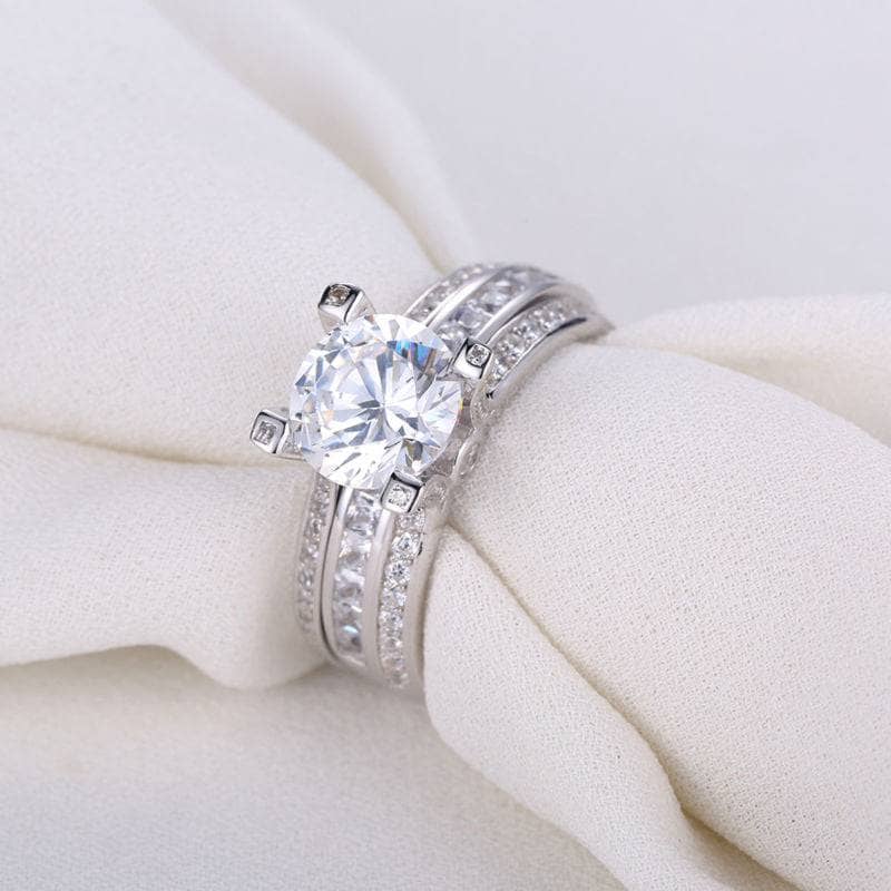 2Ct Round Cut EVN Stone Engagement Ring Set - Black Diamonds New York