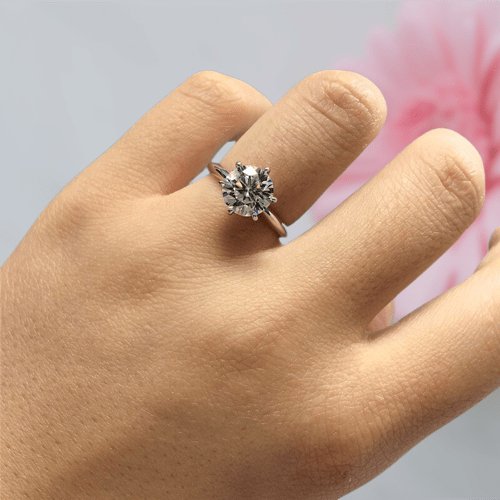 2ct Round Cut Diamond Classic Six Claws Engagement Ring-Black Diamonds New York