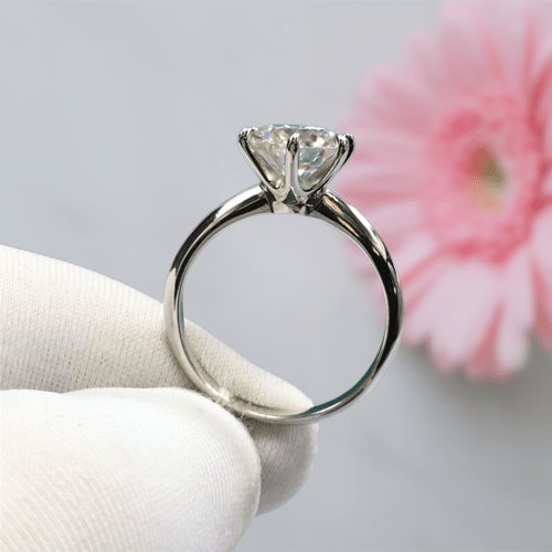 2ct Round Cut Moissanite Classic Six Claws Engagement Ring-Black Diamonds New York
