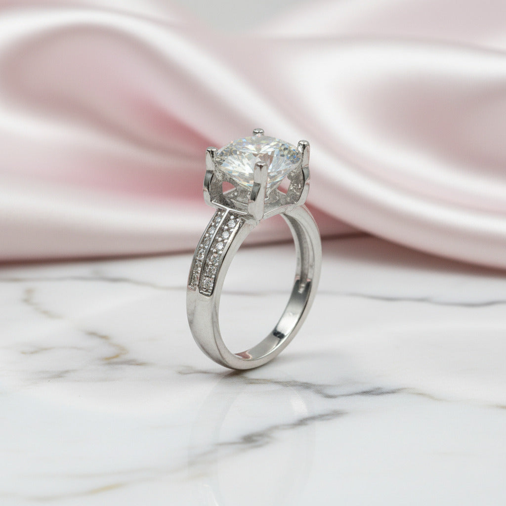 2ct Round Cut Diamond Option Cow Head Engagement Ring-Black Diamonds New York