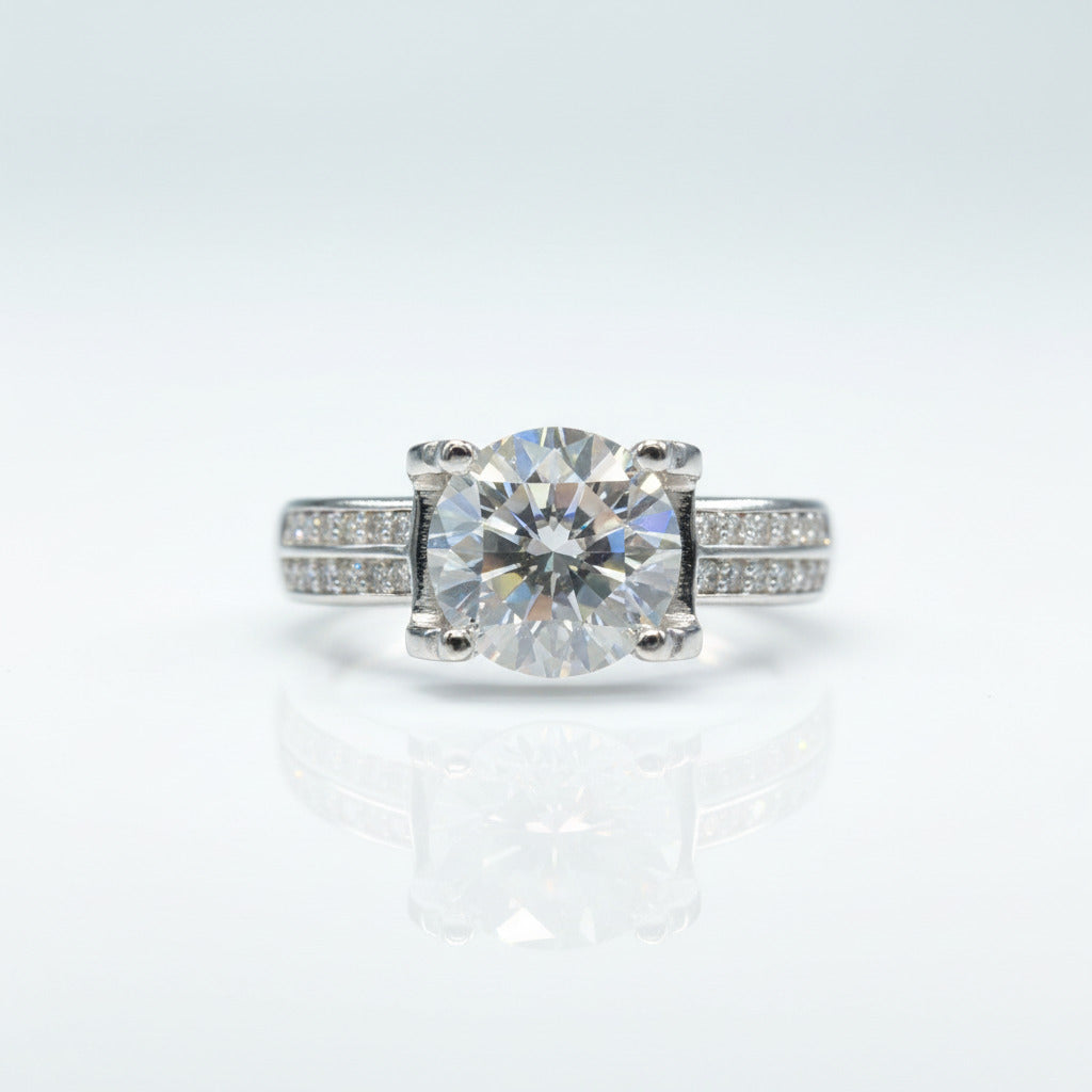 2ct Round Cut Diamond Option Cow Head Engagement Ring-Black Diamonds New York