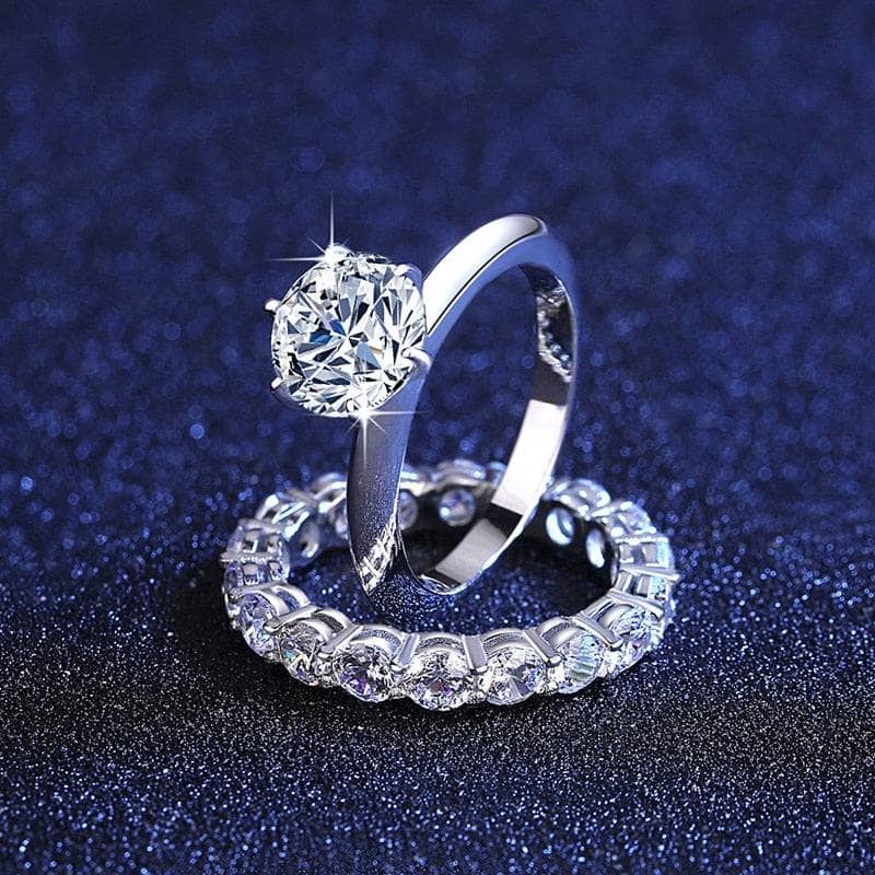 2ct Round Cut Diamond Bridal Ring Set-Black Diamonds New York